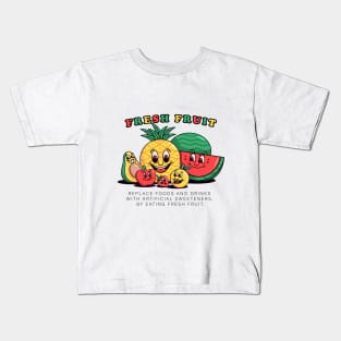 Fresh fruit, retro cartoon illustration of fruit characters Kids T-Shirt